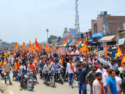 Saharanpur: Saffron bike rally taken out on Hindu Empire Day, arms openly waved
