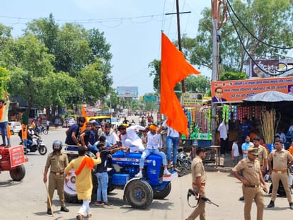Saharanpur: Saffron bike rally taken out on Hindu Empire Day, arms openly waved