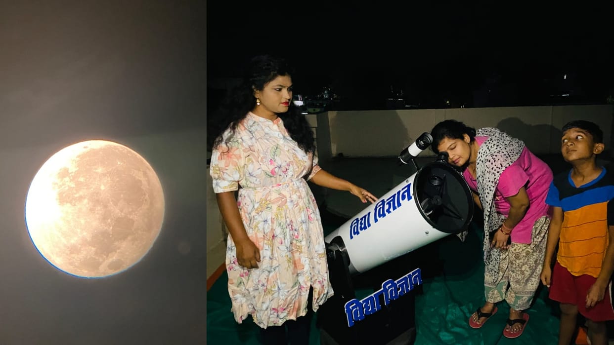 Bright Venus competes with the brightness of the Strawberry Moon