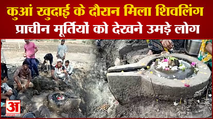 MP News: Ancient idols found during well digging in Khandwa, people gathered to worship Shivling