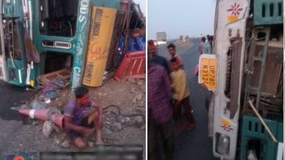 Dhar Accident: Truck overturned on bike on Indore-Ahmedabad forelane, four people of same family died
