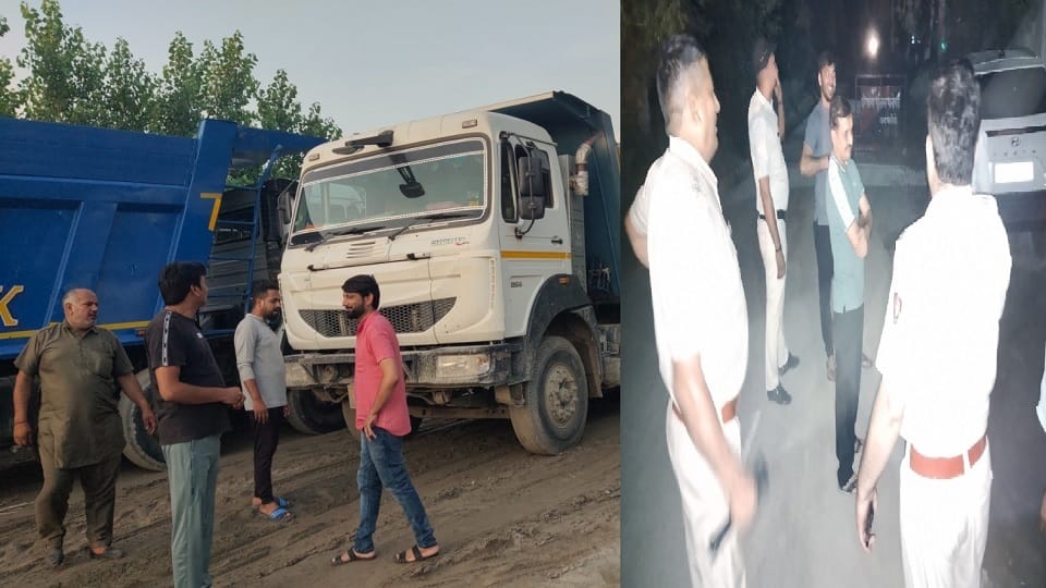 Uproar on Yamuna sand, Panipat and UP contractors face to face, SDA challan overloaded vehicles