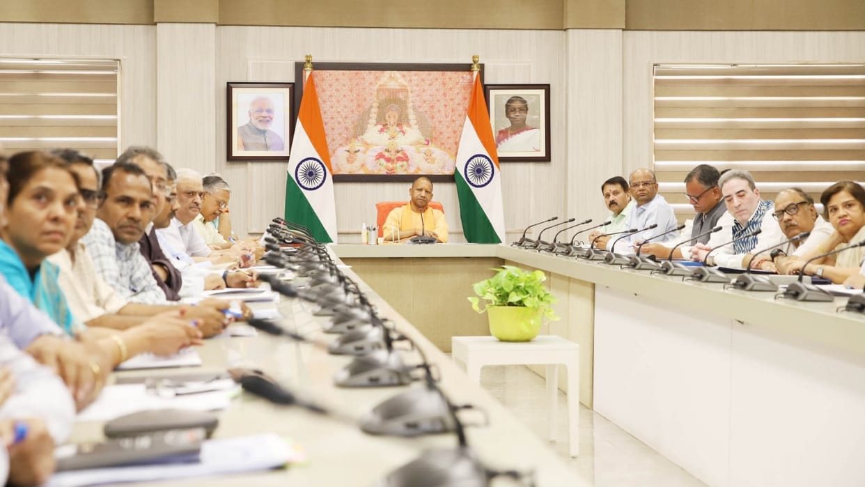 CM Yogi Adityanath meeting with officers on varius issues.