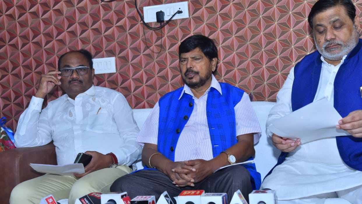 Union minister Ramdas Athawale meeting in Lucknow.