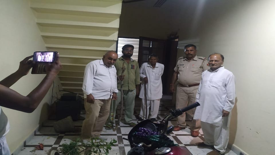 Monkey trapped in rope in Fatehabad, Team of 25 monkeys reached to rescue, police had to be called