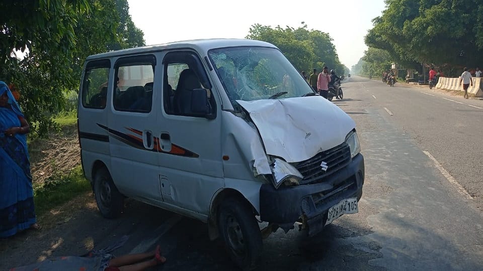mother and son died as van hits bike on Puranpur highway