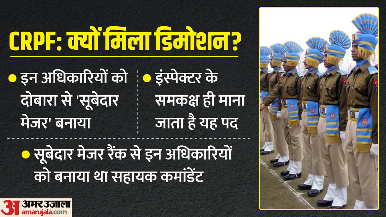 President of india reduced the rank of five assistant commandant in CRPF