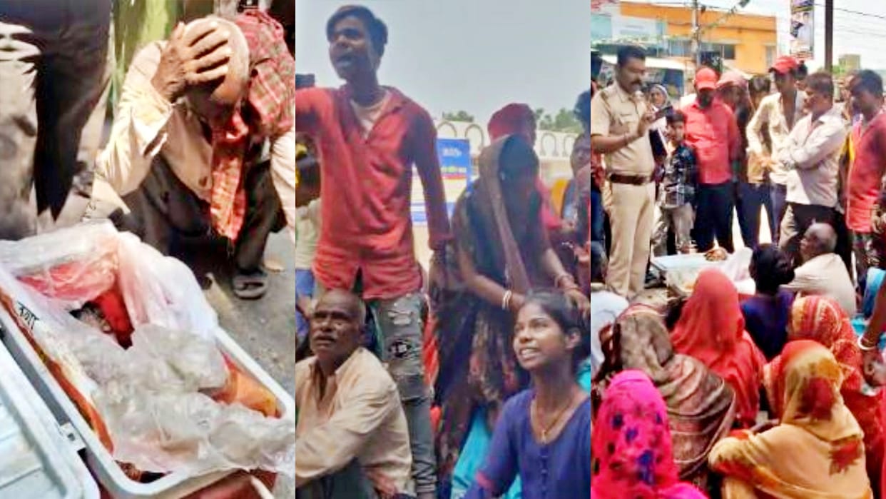 Angered by the death of the child during treatment in Khagaria, the family members blocked