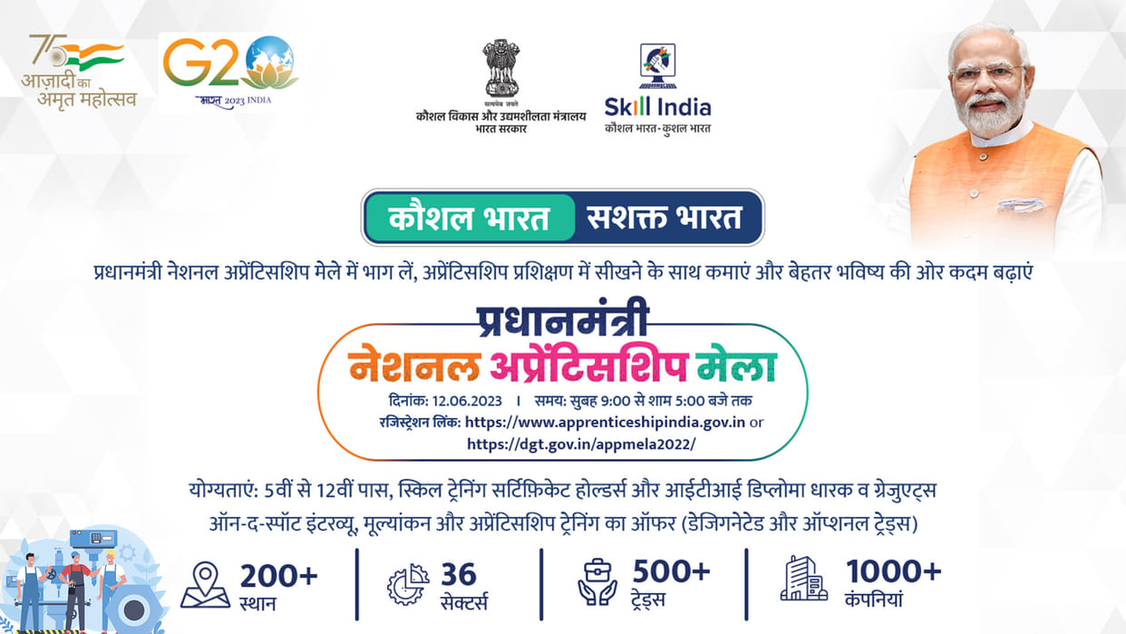 Pradhan Mantri National Apprenticeship Mela in 200 districts on June 12, 2023 Apprenticeship Jobs