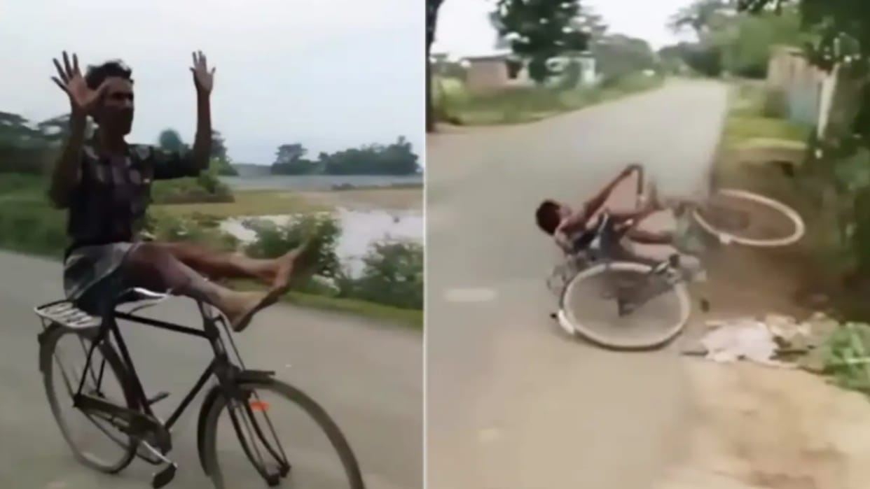 Delhi Police Shared A Funny Video of a man doing bicycle stunt with a special message