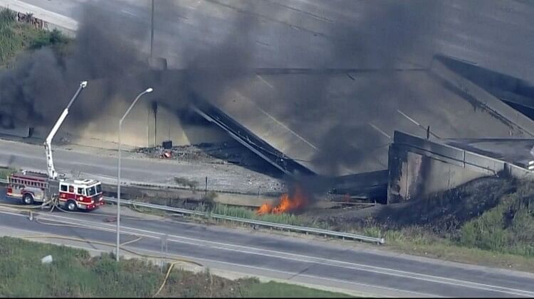 US Philadelphia Highway Flyover collapse Interstate 95 Viral Video news and updates