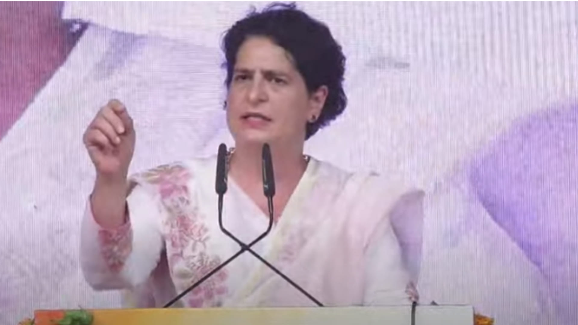 जनसभा को संबोधित करती प्रियंका गांधी