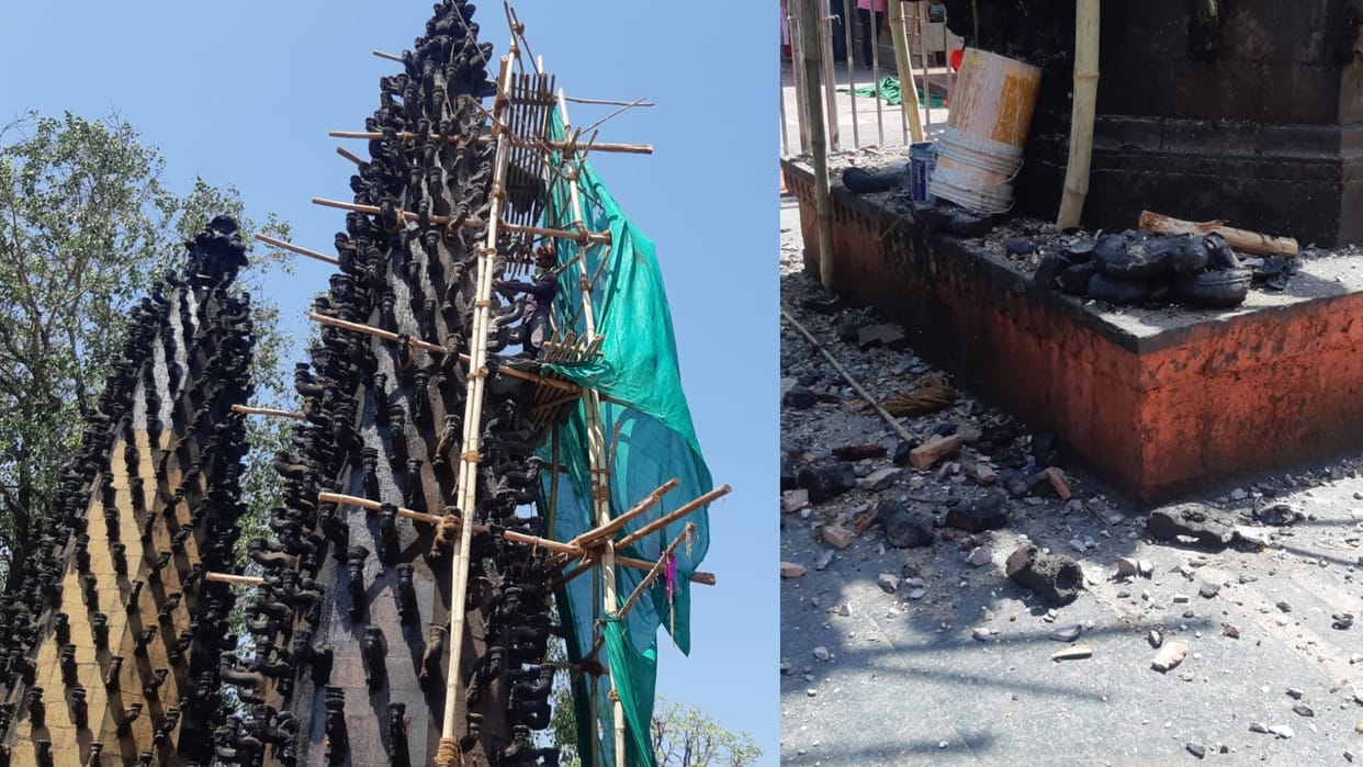 Ujjain: Deepmalika improvement work started in Harsiddhi temple, artisans came from Rajasthan to make it
