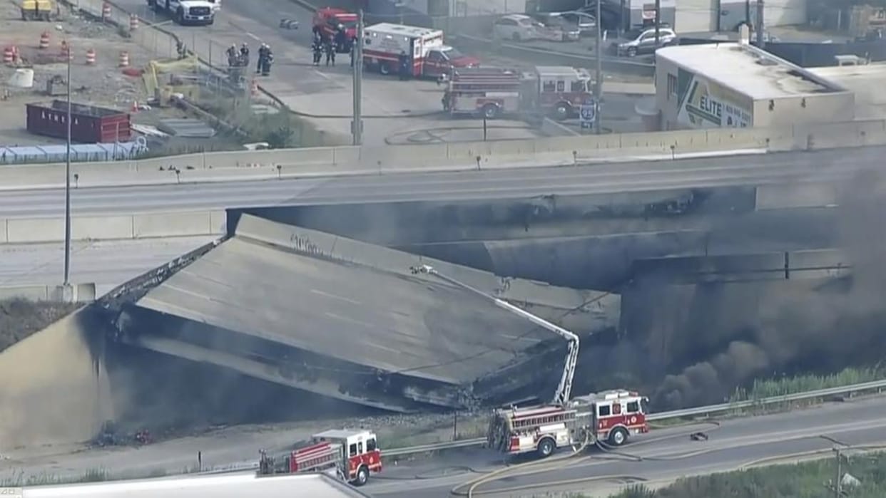 US Philadelphia Highway Flyover collapse Interstate 95 Viral Video news and updates