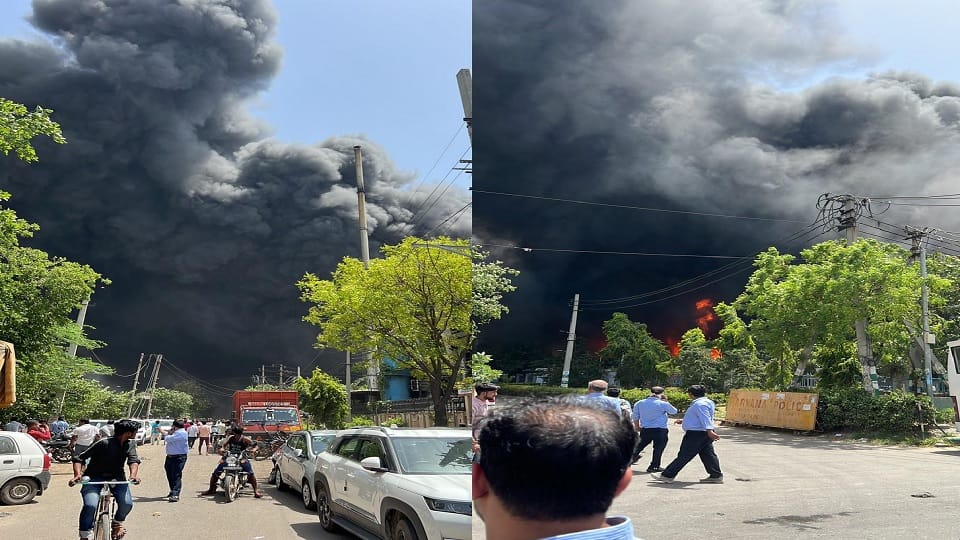 Fierce fire broke out at Fame factory in Sonipat, stir among personnel, vehicles of fire department on spot