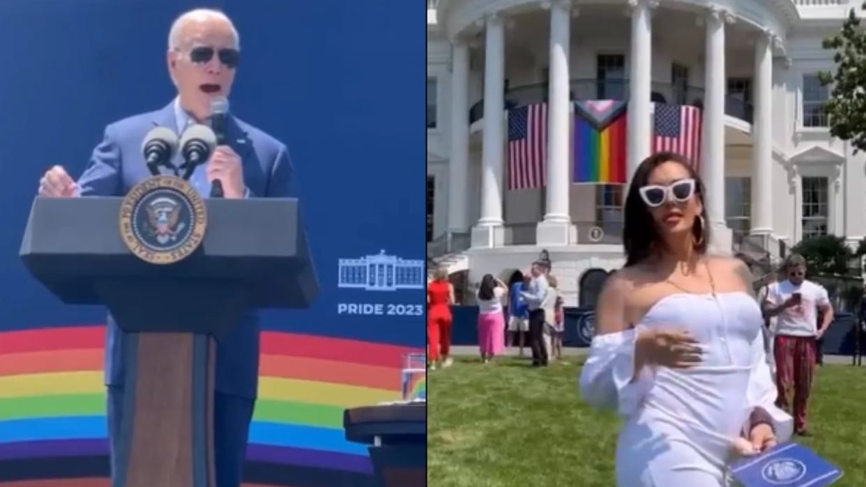 Trans-Influencer Goes Topless In Front Of Biden At White House