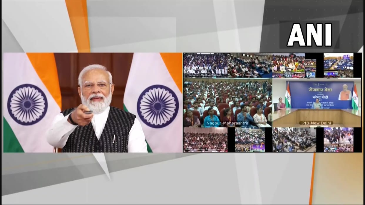 Prime Minister Narendra Modi distributes 70126 appointment letters to recruits at a Rozgar Mela