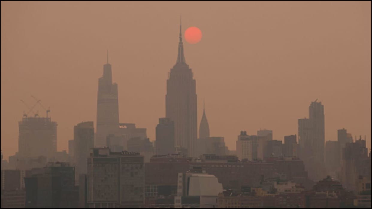 Canada wildfire worst air quality in New York City due to smoke air pollution Climate change