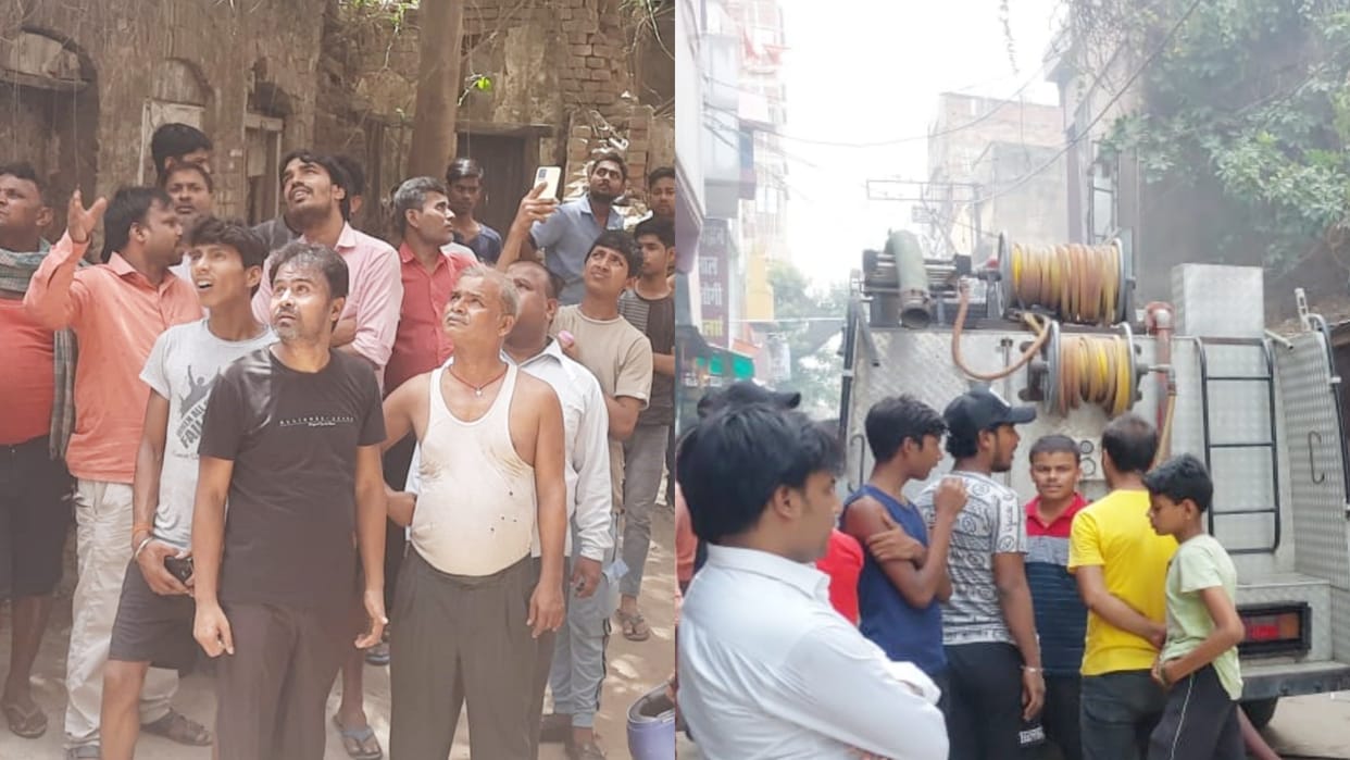 Nalanda Short circuit in electric pole box loss of property worth lakhs of rupees due to fire textile warehous