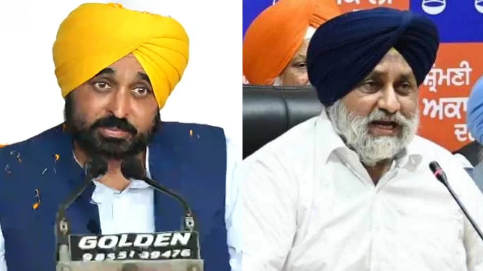 Verbal spat between akali leader sukhbir badal and cm bhagwant mann