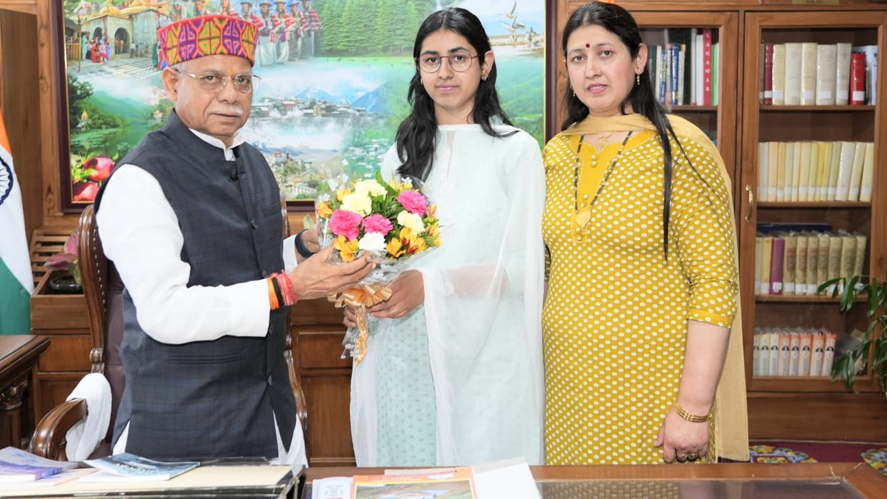 Himachal Pradesh Governor Shiv Pratap Shukla honours NEET topper Charvi Sapta