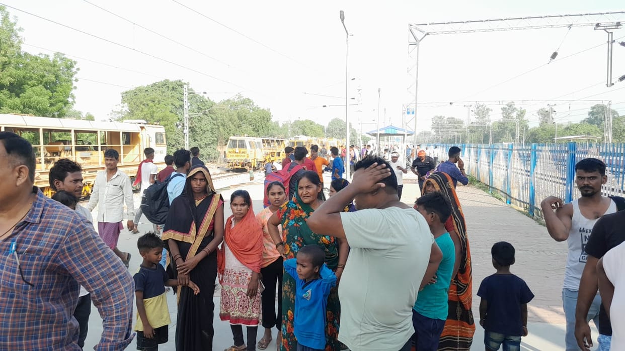 two passengers were trying to board moving train foot slipped railway staff saved them life