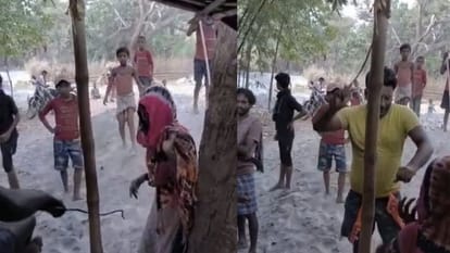 JDU MLA Pannalal Patel's nephew Abhay Singh beat a woman publicly with whip in Khagaria