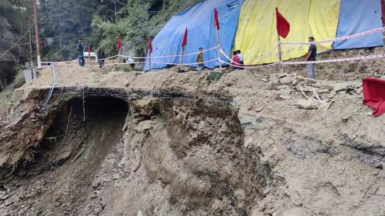 Landslide on National Highway 05 near theog Shimla Himachal Pradesh