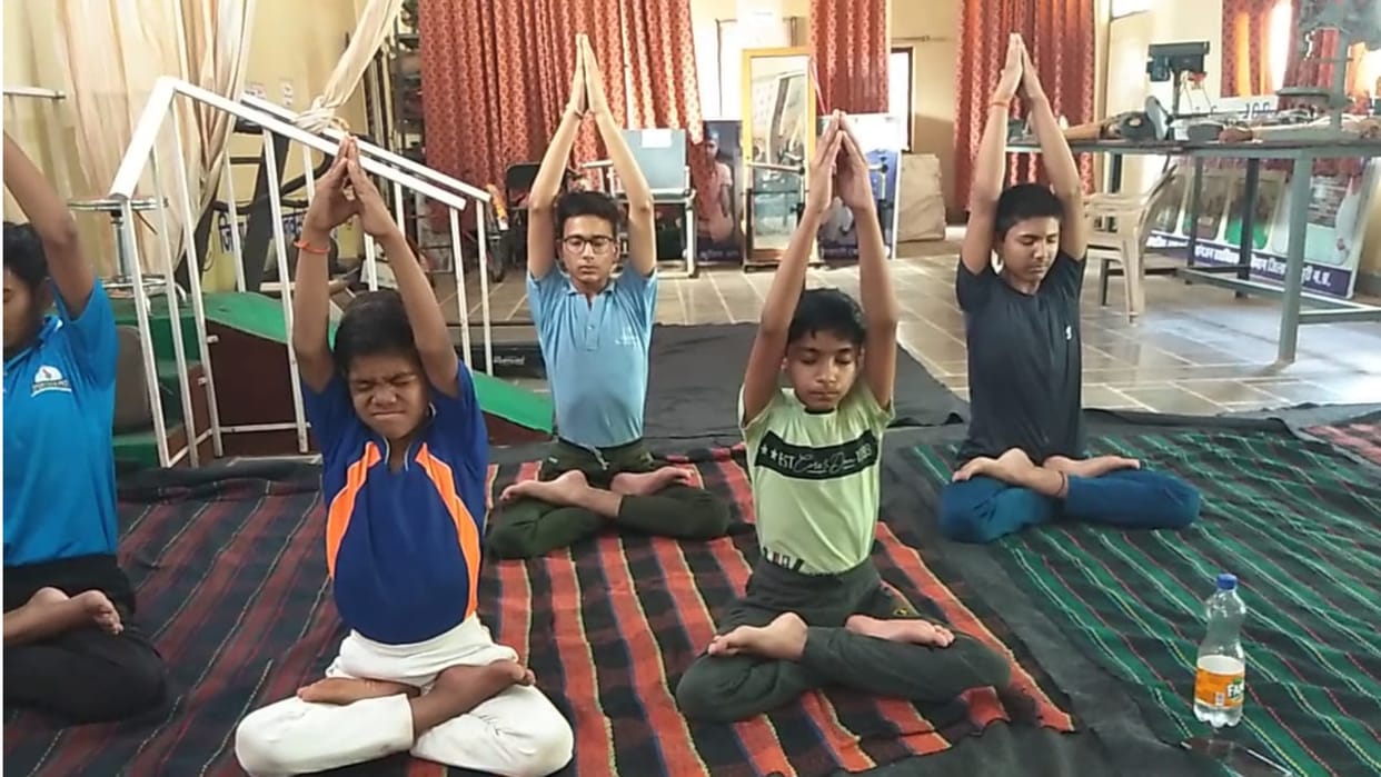 Preparations for International Yoga Day continue in full swing in Shivpuri enthusiasm is visible in children