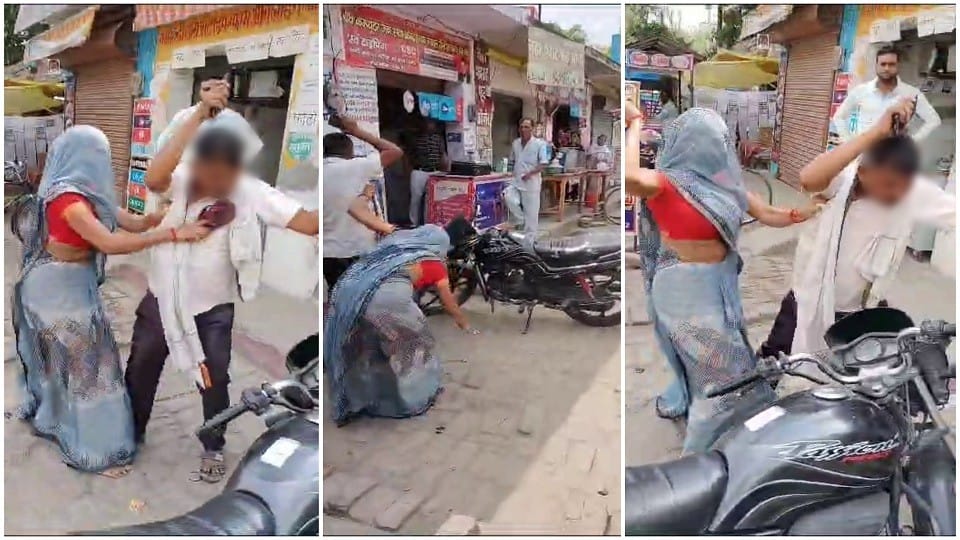 wife Angered by husband second marriage thrashes Jeth on road in etah