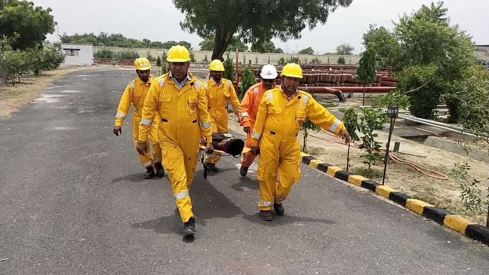 Emergency mock fire drill at Indane bottling plant