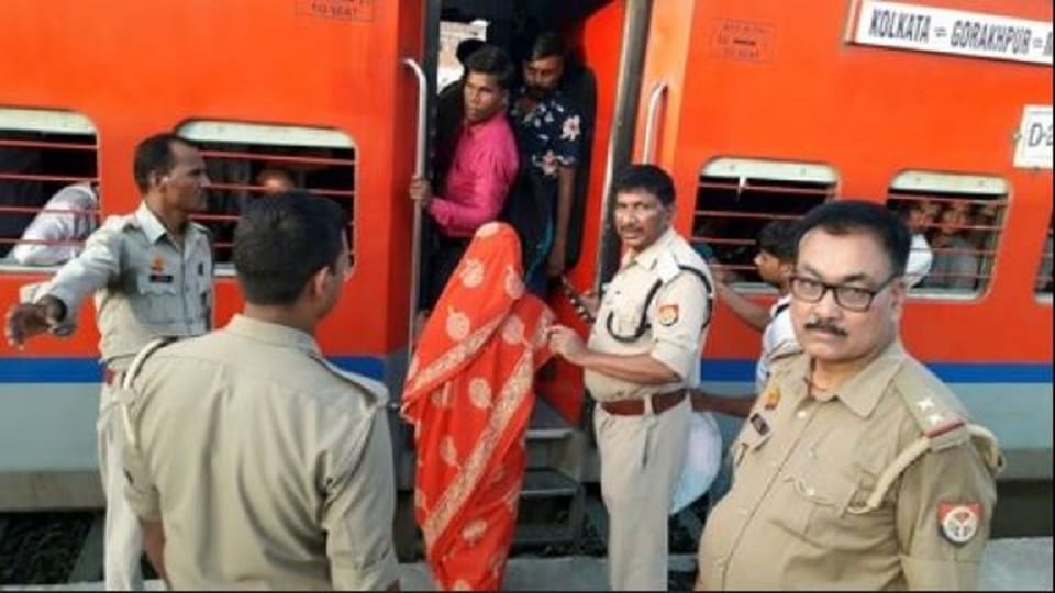 child was stripped and beaten with  belt in moving train in azamgarh