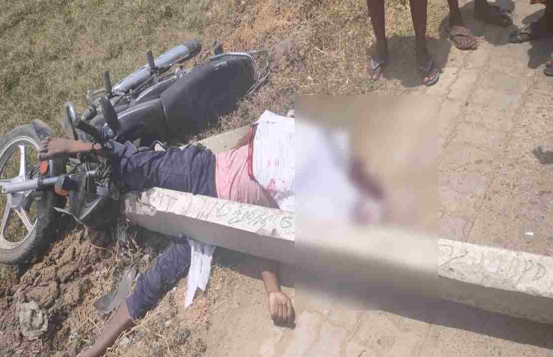 Electric pole breaks into pieces due to bike collision youth died people were horrified