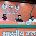 केंद्रीय मंत्री पीयूष गोयल प्रेस कांफ्रेंस करते हुए।