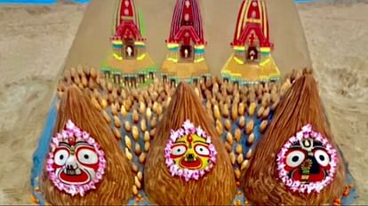Jagannath Rath Yatra: रेत कलाकार सुदर्शन पटनायक ने 250 नारियलों से बनाए भगवान जगन्नाथ, देखें तस्वीर Jagannath Rath Yatra: Sand artist Sudarshan Patnaik made Lord Jagannath with 250 coconuts, see photo
