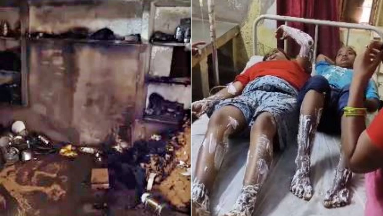 House caught fire due to leaking gas cylinder in Bharatpur Sikri