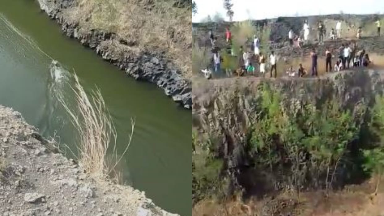 Rajgarh News Cow fell in 80 feet deep canal villagers pulled out by risking their lives