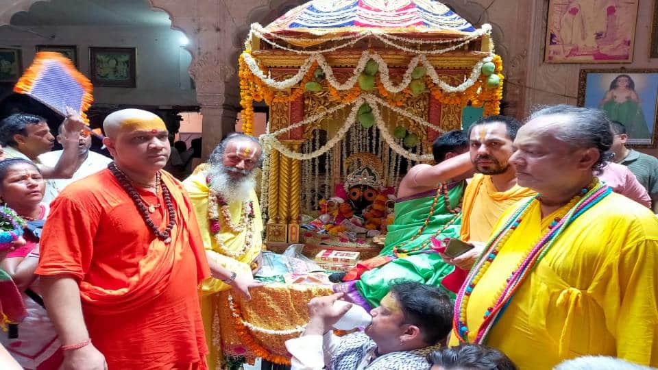 Rath Yatra Festival celebrated with great pomp at Thakur Shri radha Damodar Temple in Vrindavan at Mathura
