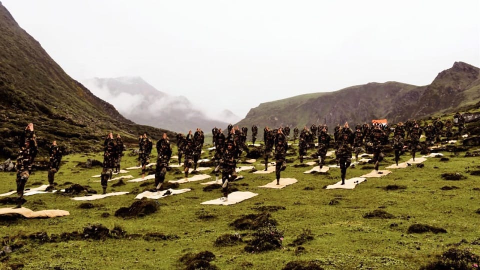 Indian Army did yoga at the iconic Bumla Pass