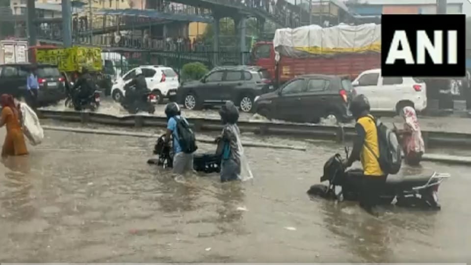 Roads submerged due to heavy rains in Gurugram