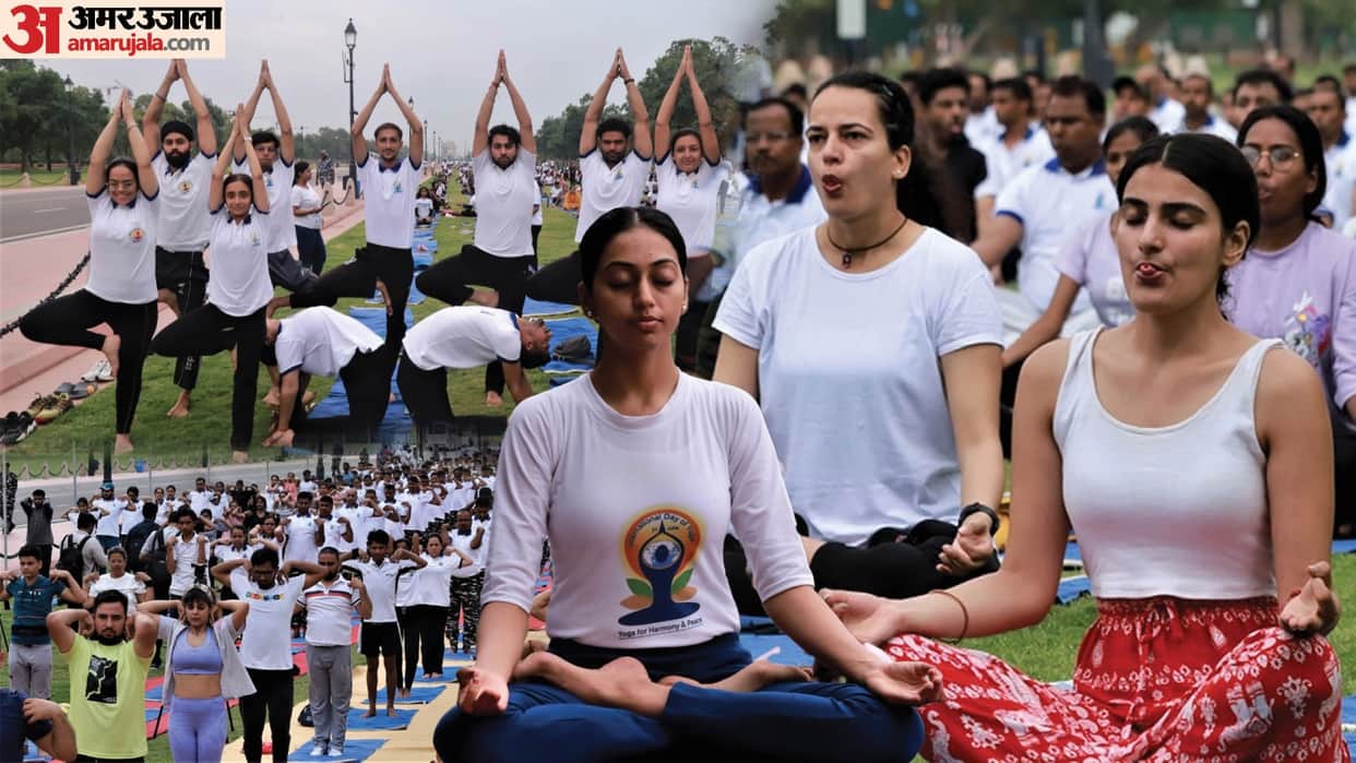 People celebrated International Yoga Day at Delhis India Gate