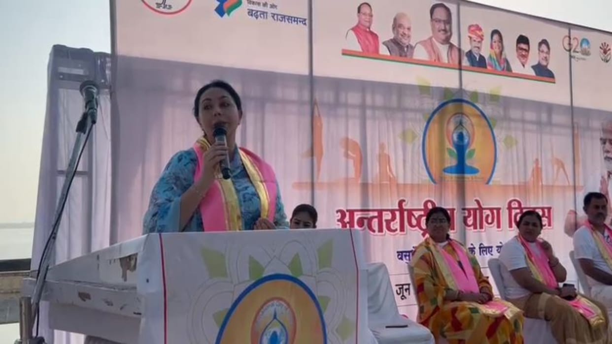 International Yoga Day MP Diya Kumari celebrated Yoga Day at Nochowki Pal