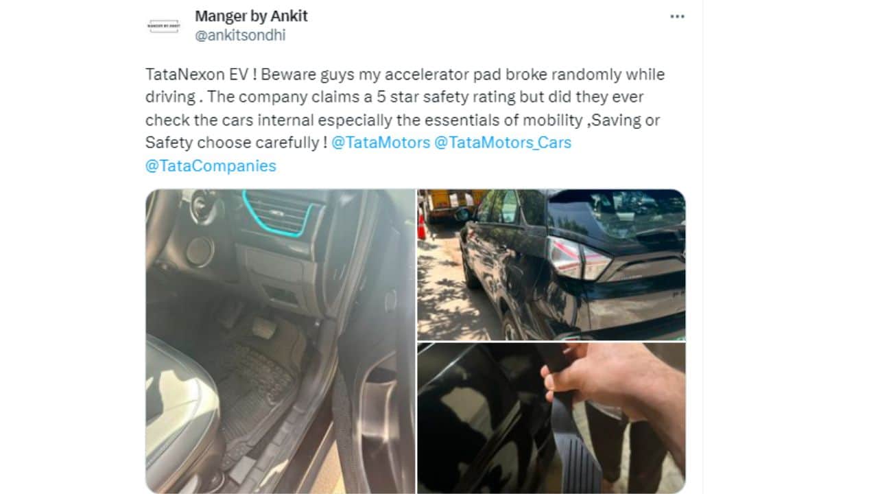 tata electric suv accelerator pedal breaks while driving owner shares pictures, know details