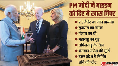 PM Modi Gifts: डिनर के बाद मोदी ने बाइडन दंपती को दिए ये उपहार, तोहफों में भारत के इन राज्यों की झलक, देखें PM Narendra Modi Special Gifts to US First Lady Jill Biden Joe Biden Know More About Gifts News in Hindi