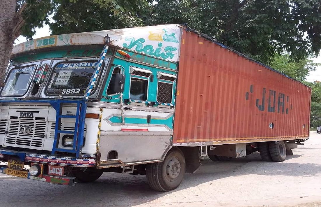 consignment of cannabis ganja caught from truck written Army on duty in azamgarh