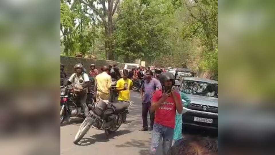 Group of elephants enter on Kotdwar-Pauri National Highway traffic Jam and panic