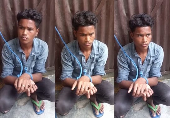 young man was tied with a rope and beaten, the accused said  I am the nephew of the former chairman