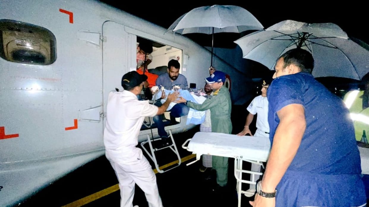 Indian Navy pilots launched mission during night time in monsoon airlilft seriously ill child