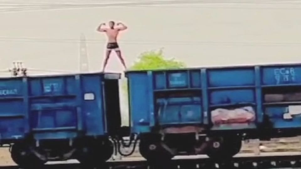 Two youths did stunt on goods train in Greater Noida s Jarcha