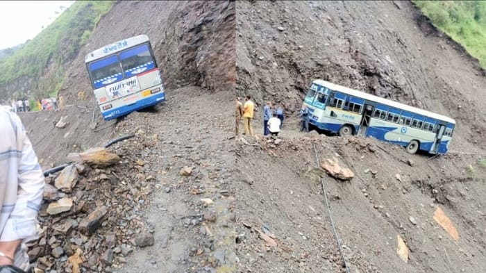 himachal weather update heavy rain in himachal many road closed vehicles buried in landslide